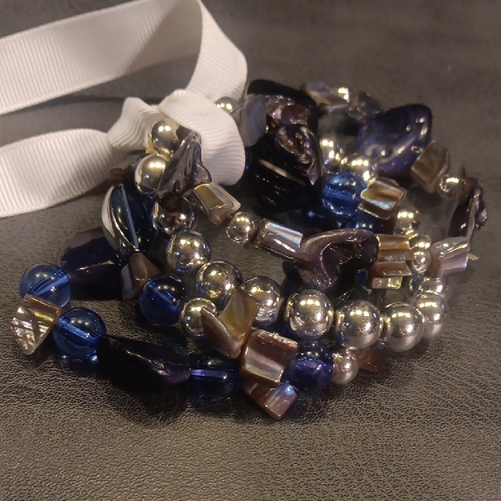 Gorgeous Stackable Silver And Blue Multi Shapes A… - image 8